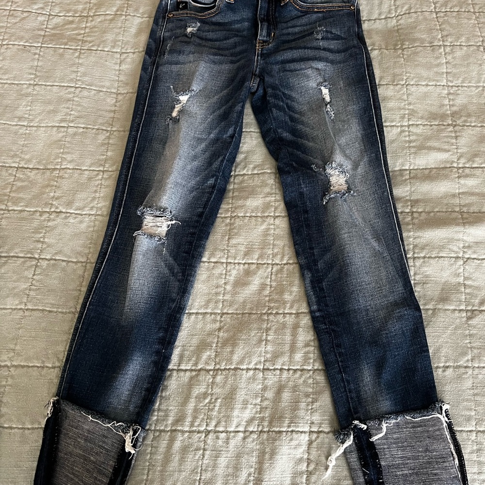 Distressed Blue Jeans